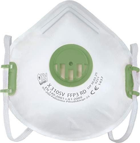 Oxyline X 310 SV FFP3 R D Atemschutzmaske Halbmaske Staubmaske Atemmaske infektionssichere Wiederverwendbare Schutzmaske mit Ventil - 10 Stück