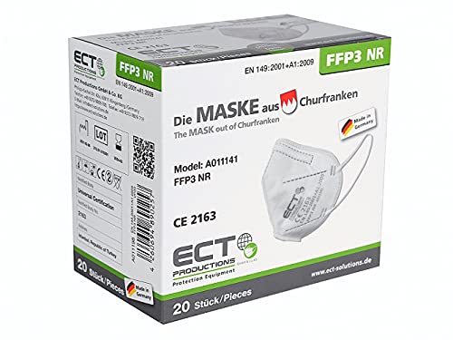 ECT FFP3 Masken CE Zertifiziert aus Deutschland - 20X FFP3 Maske (NR) MADE IN GERMANY - Premium Atemschutzmaske FFP3 ohne Ventil für maximale Sicherheit