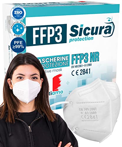 10x FFP3 Maske CE Zertifiziert Filterklasse BFE ≥99% PFE ≥99% FFP3 Masken SANITIZIERTE und Einzeln versiegelte ISO 13485 Atemschutzmaske CE Hergestellt verpackt in Italien