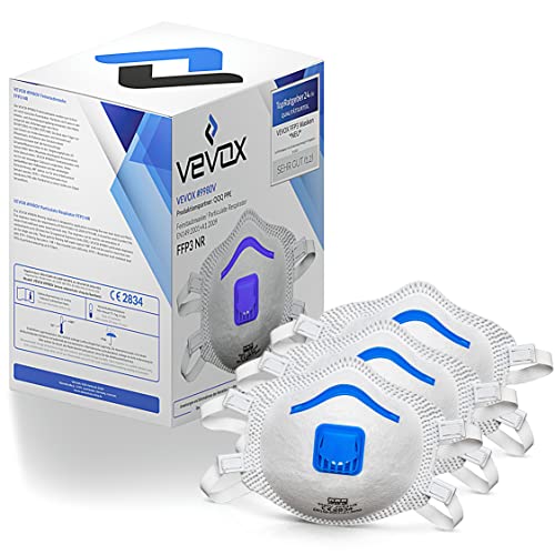 VEVOX FFP3 Masken - Im 5er, 10er und 20er Set - mit Komfort Plus Abdichtung - Atemschutzmaske FFP3 mit Ventil - CE zertifiziert für den zuverlässigsten Schutz